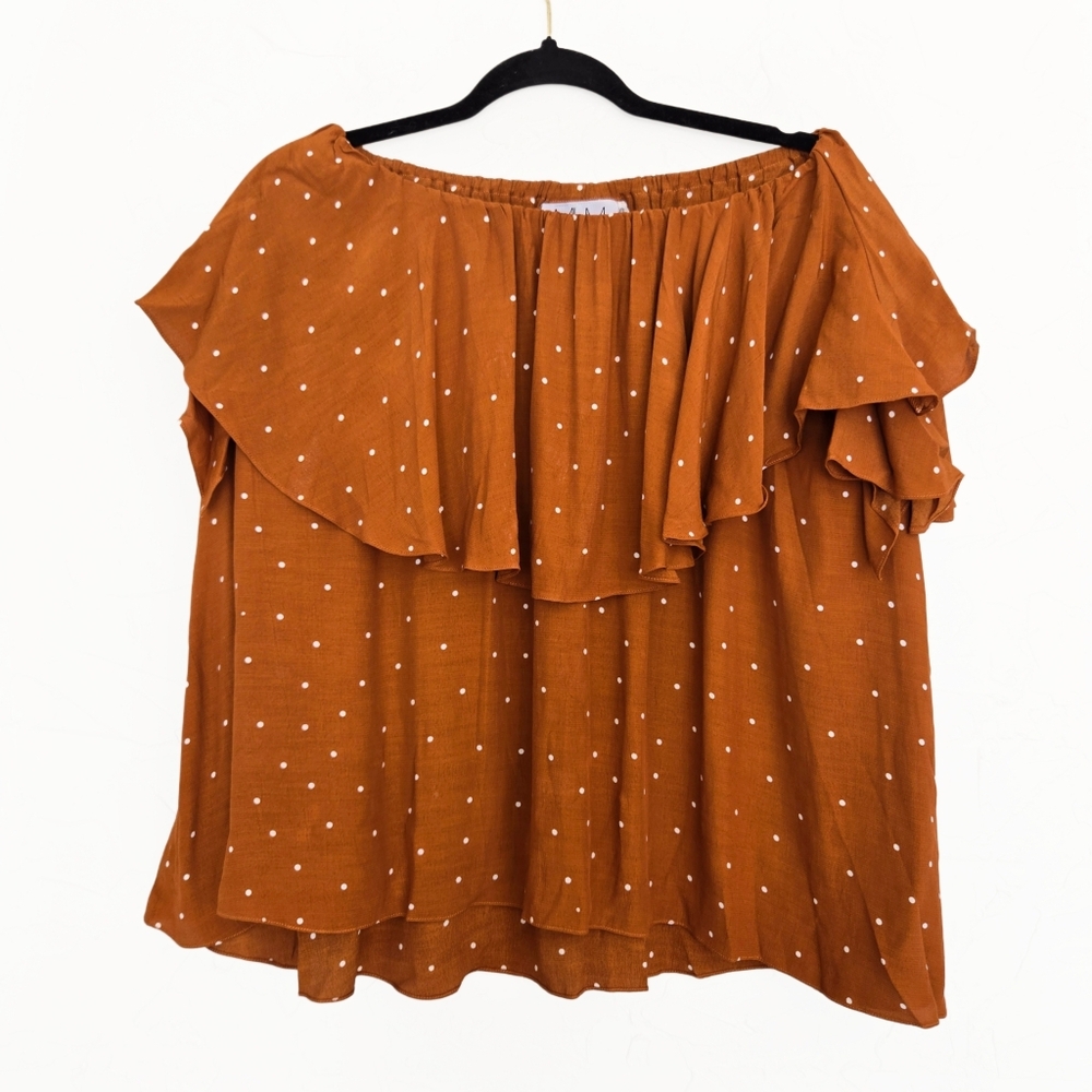 MLM Polka Dot Maison Off Shoulder Burnt Orange Top, XS